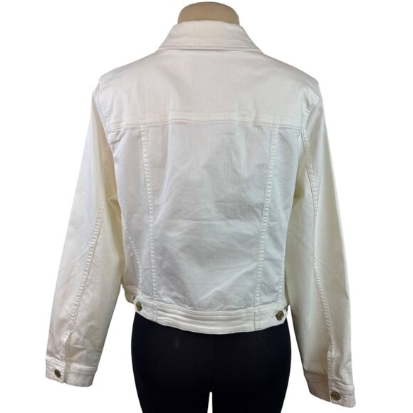 ISAAC MIRAHI LIVE White Denim Button-Up Jacket With Gold-Tone Hardware Sz 14 - Picture 3 of 9